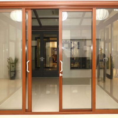 Cửa Nhôm Cao Cấp Màu Cà Phê + Vân Gỗ 2 Cửa Nhôm Cao Cấp Màu Cà Phê Vân Gỗ