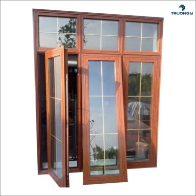 Cửa Nhôm Cao Cấp Màu Cà Phê + Vân Gỗ 1 Cửa Nhôm Cao Cấp Màu Cà Phê Vân Gỗ