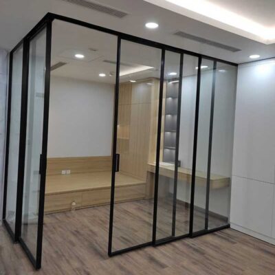 Cửa Nhôm Hệ Slim - Mẫu 1 2 Cửa Nhôm Hệ Slim Mở Lùa Góc 90